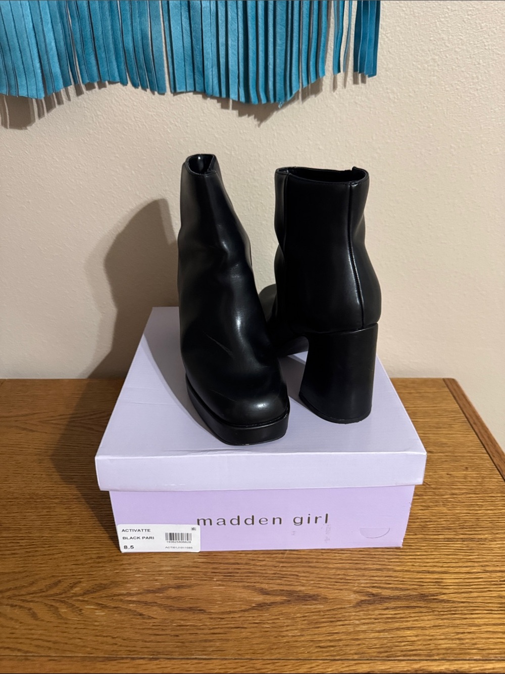 Madden Girl Black Platform Ankle Boots with Block Heel
